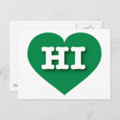 Hawaii Green Heart - I Liebe HI Postkarte (Vorne/Hinten)
