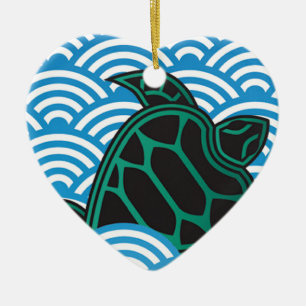 Hawaii Green Sea Turtle Keramik Ornament