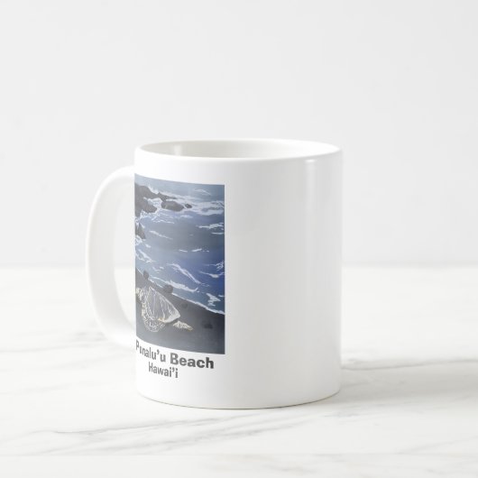 Hawaii Green Sea Turtle on Black Sand Beach Coffe Kaffeetasse (Vorderseite Links)