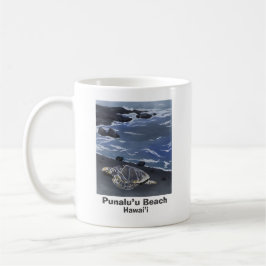 Hawaii Green Sea Turtle on Black Sand Beach Coffe Kaffeetasse