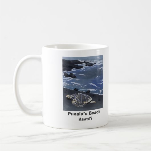 Hawaii Green Sea Turtle on Black Sand Beach  Kaffeetasse (Links)