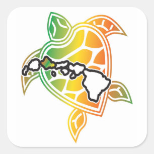 Hawaii Green Sea Turtle Quadratischer Aufkleber