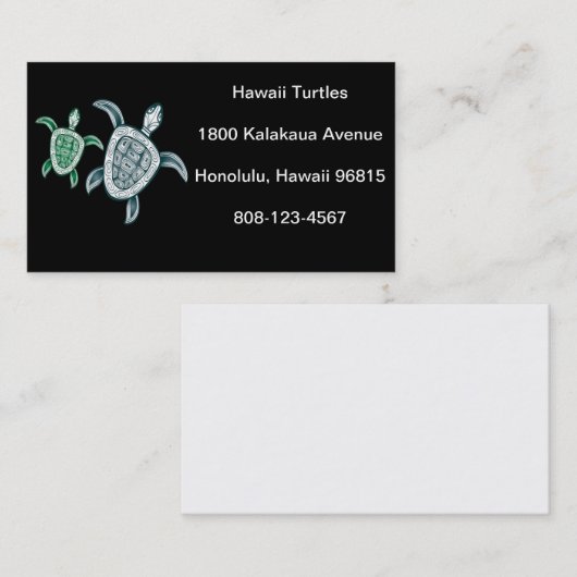 Hawaii Green Sea Turtle Visitenkarte (Vorne/Hinten)