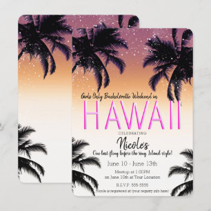 Hawaii Hawaiian Girls Weekend Junggeselinnen-Absch Einladung