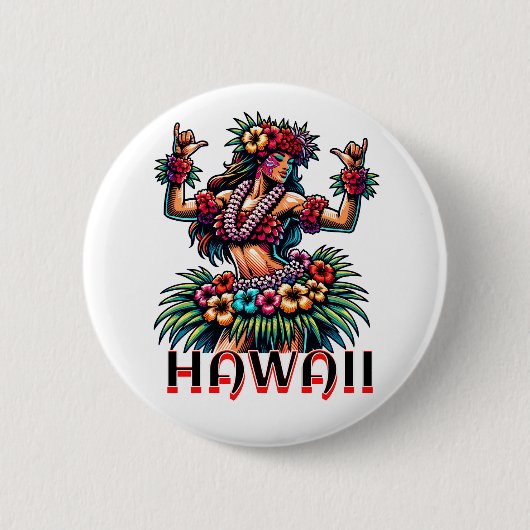 Hawaii | Hawaiian Hula Dancer Button (Vorderseite)