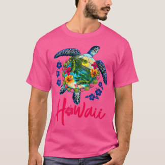 Hawaii Hawaiian Sea Turtle Hibisken Summer Vacati T-Shirt