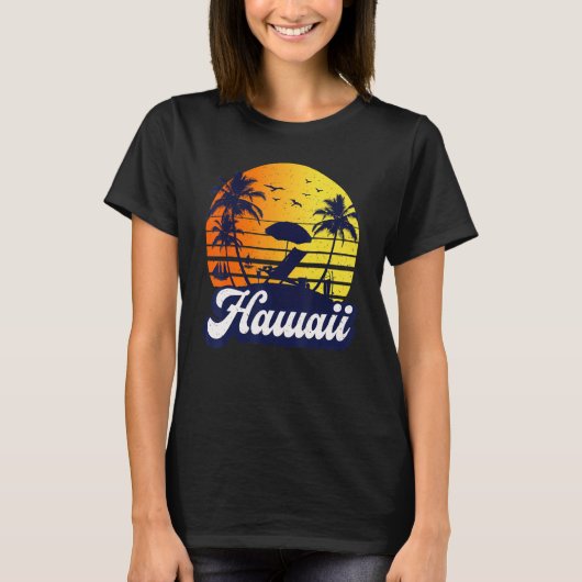 Hawaii Hawaiian Sunset Beach Retro T-Shirt (Vorderseite)