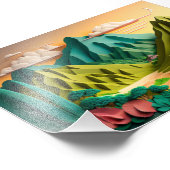 Hawaii, Hawaiianische Kunst, 3D Paper Art Style, 3 Fotodruck (Ecke)