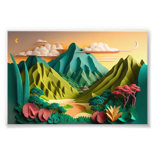 Hawaii, Hawaiianische Kunst, 3D Paper Art Style, 3 Fotodruck (Vorne)