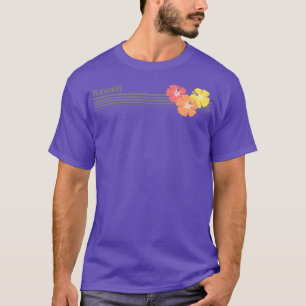 Hawaii Hawaiianischer Hibiskus Streifen Tropische T-Shirt