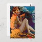 Hawaii, Hawaiianisches Button-Up Girl, Jahrgang-Re Postkarte (Vorne/Hinten)