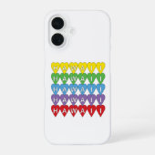 Hawaii Hearts Pattern Rainbow iPhone 16 Hülle (Rückseite)
