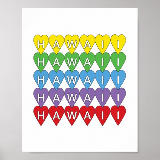 Hawaii Hearts Rainbow Poster (Vorne)
