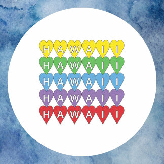 Hawaii Hearts Rainbow Runder Aufkleber