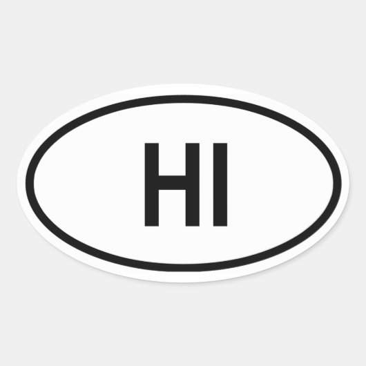 Hawaii "HI" Ovaler Aufkleber (Vorderseite)