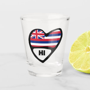 Hawaii, HI-Staatsflagge im Herzen, Shotglas Schnapsglas