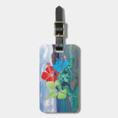 Hawaii-Hibiskus-Blumen und Schildkröte Gepäckanhänger (Vorderseite vertikal)