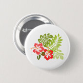 Hawaii Hibiskus Flora Blume Blüten Button (Vorne & Hinten)