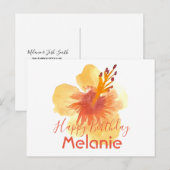 Hawaii Hibiskus Gelbe Blume Postkarte (Vorne/Hinten)
