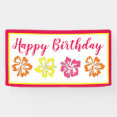 Hawaii Hibiskus Happy Birthday Beach Party Luau Banner (Horizontal)