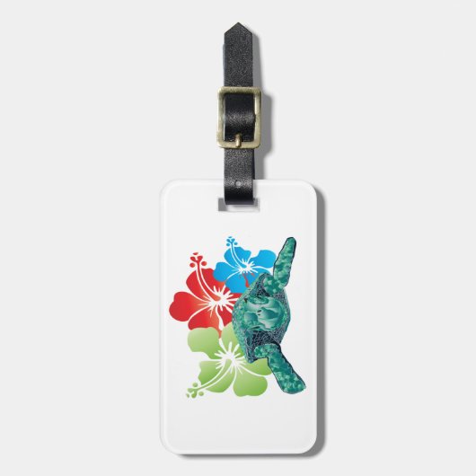 Hawaii-Hibiskus-Schildkröte Gepäckanhänger (Vorderseite vertikal)