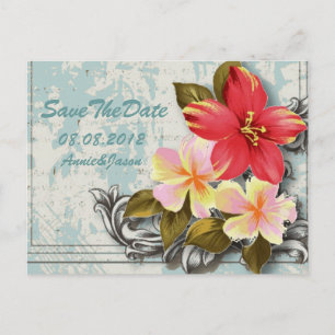 Hawaii-Hibiskus-Tropische-Hochzeit-Save-the-Date Ankündigungspostkarte
