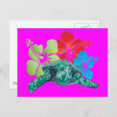 Hawaii Hibiskus Turtle Postkarte (Vorne/Hinten)