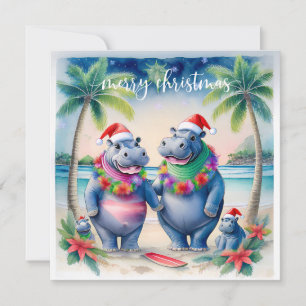 Hawaii-Hippopotamus feiert Weihnachten am Strand 
