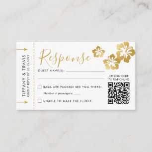 Hawaii Hochzeit Bordkarte Ticket Mini QR RSVP Begleitkarte