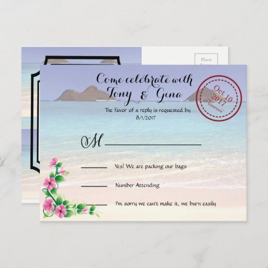Hawaii Hochzeit in Urlaubsort UAWG Postkarte (Vorne/Hinten)