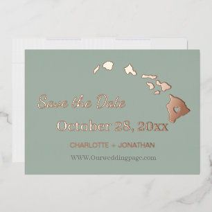 Hawaii Hochzeit Save The Date Rose Gold Folieneinladung