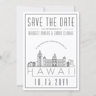 Hawaii Hochzeit stilisierte Skyline Save the Date Einladung