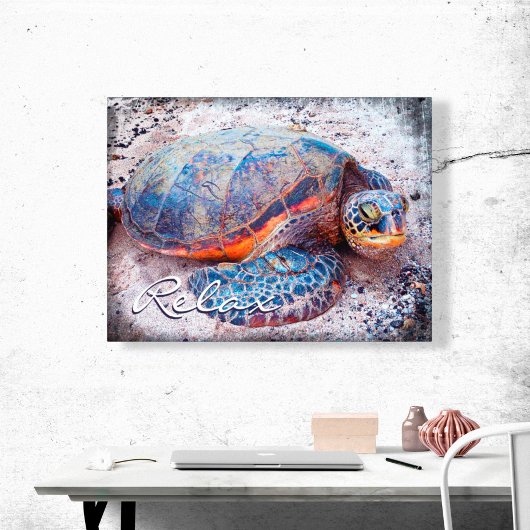 Hawaii Honi Sea Turtle Nah-up Foto Relax Script Leinwanddruck