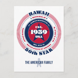 Hawaii, Honolulu, HI, Patriotic, Monogram Postkarte