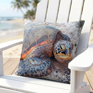 Hawaii Honu Meeresschildkröte Strand Foto Einfach Kissen