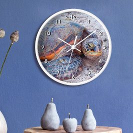 Hawaii Honu Sea Turtle Tropical Beach Foto Modern Große Wanduhr