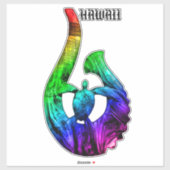 Hawaii Honu Tribal Hook Neon Rainbow Aufkleber (Blatt)