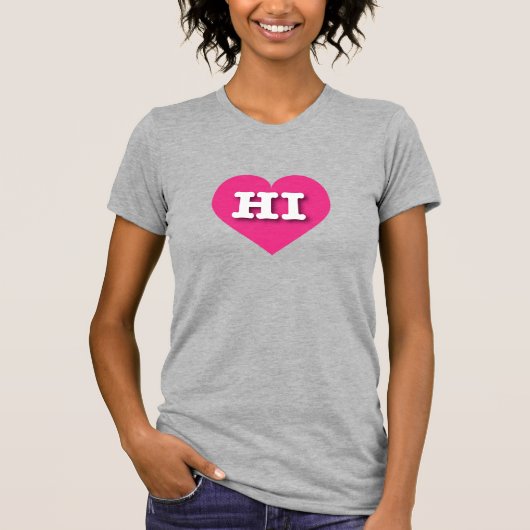 Hawaii Hot Pink Heart - I Liebe HI T-Shirt (Vorderseite)