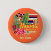 Hawaii Hula Dancer Retro Pacific Vintag Souvenir Button (Vorderseite)