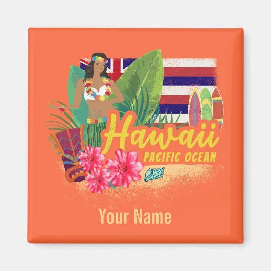 Hawaii Hula Dancer Retro Pacific Vintag Souvenir Magnet (Vorne)