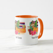 Hawaii Hula Dancer Retro Pacific Vintag Souvenir Tasse (VorderseiteRechts)