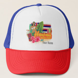 Hawaii Hula Dancer Retro Pacific Vintag Souvenir Truckerkappe