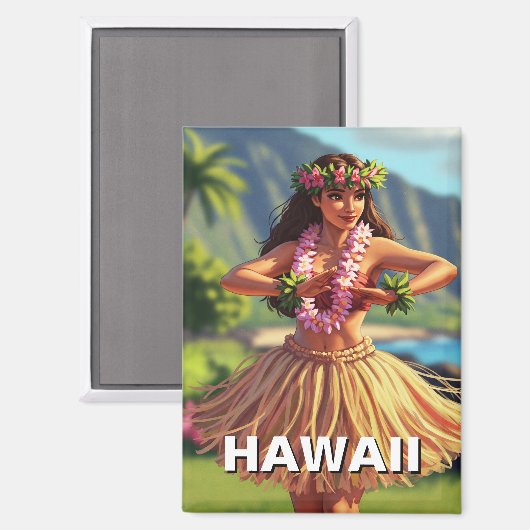 Hawaii Hula Dancer Travel Magnet (Vorderseite/Rückseite)