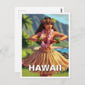 Hawaii Hula Dancer Travel Postkarte (Vorne/Hinten)