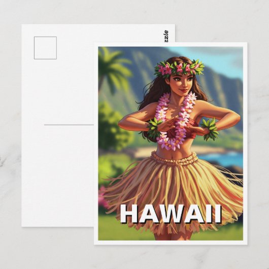 Hawaii Hula Dancer Travel Postkarte (Vorne/Hinten)
