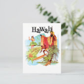 Hawaii, Hula Girl and Natives heißt Sie herzlich w Postkarte (Stehend Vorderseite)