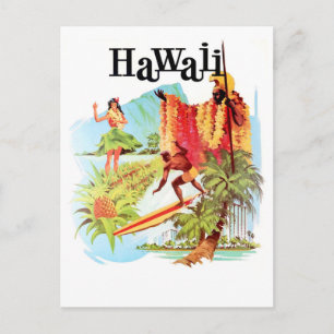 Hawaii, Hula Girl and Natives heißt Sie herzlich w Postkarte