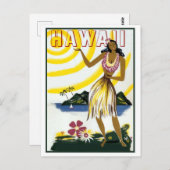 Hawaii, Hula Girl, Insel, Vintage Postkarte (Vorne/Hinten)