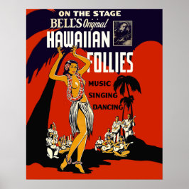 Hawaii hula girl, Traditionstanz, Musik, Party Poster