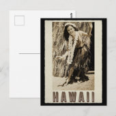 Hawaii Hula Girl Vintages Foto Postkarte (Vorne/Hinten)